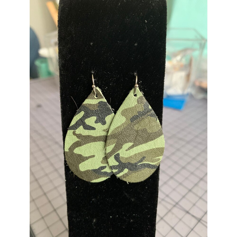 Camo Leather Earrings